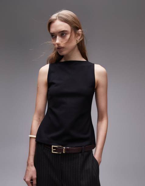 Camiseta negra sin mangas con escote barco de punto de & Other Stories - view 1