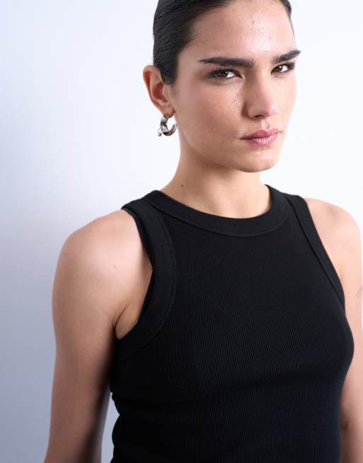 Camiseta negra sin mangas con espalda de nadadora de canalé de Topshop, 4 de 4
