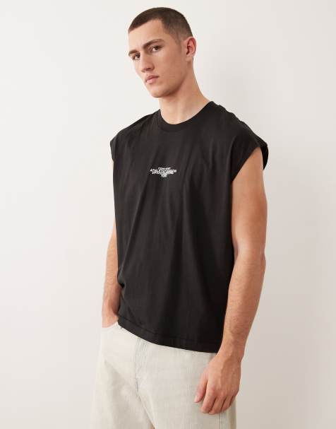 Camiseta negra sin mangas con estampado en el pecho de Jack & Jones - view 1