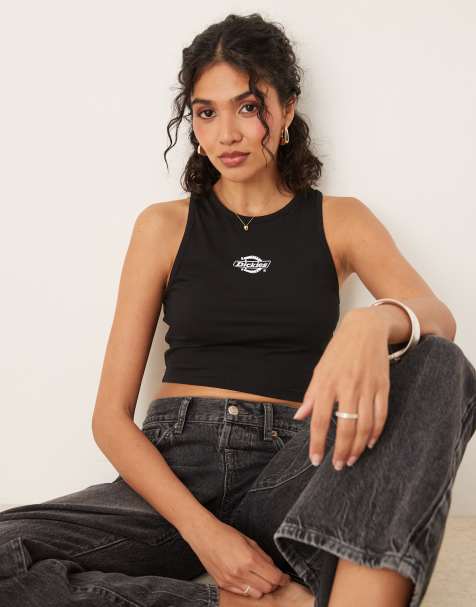 Camiseta negra sin mangas con logo en el centro Powers de Dickies - view 1