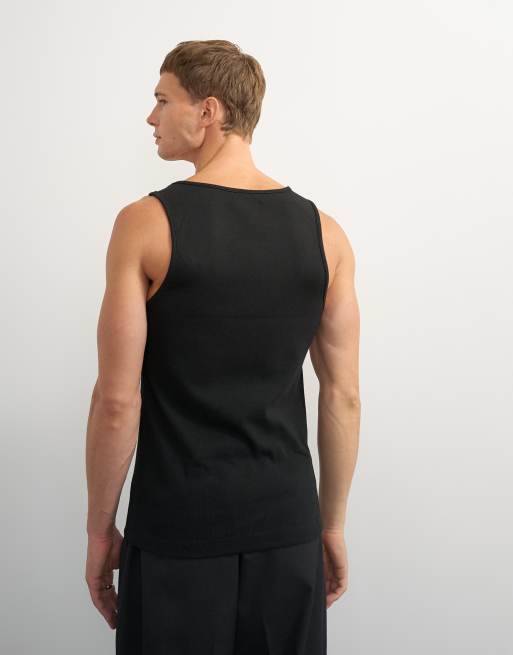 Camiseta negra sin mangas de canalé de Topman, 4 de 7