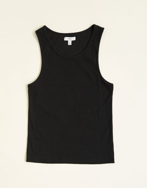 Camiseta negra sin mangas de canalé de Topman, 6 de 7