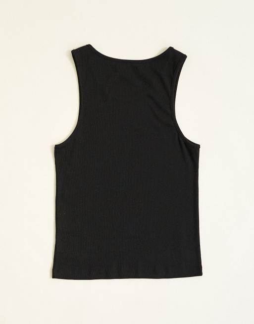 Camiseta negra sin mangas de canalé de Topman, 7 de 7