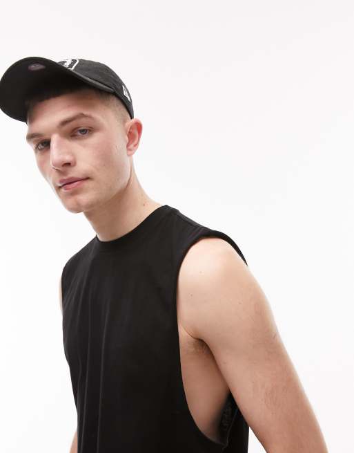 Camiseta negra sin mangas de corte clásico de Topman