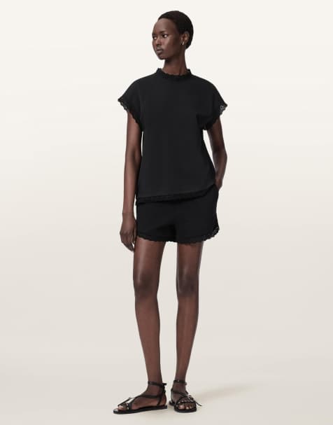 Camiseta negra sin mangas de encaje Lele de AllSaints - view 1