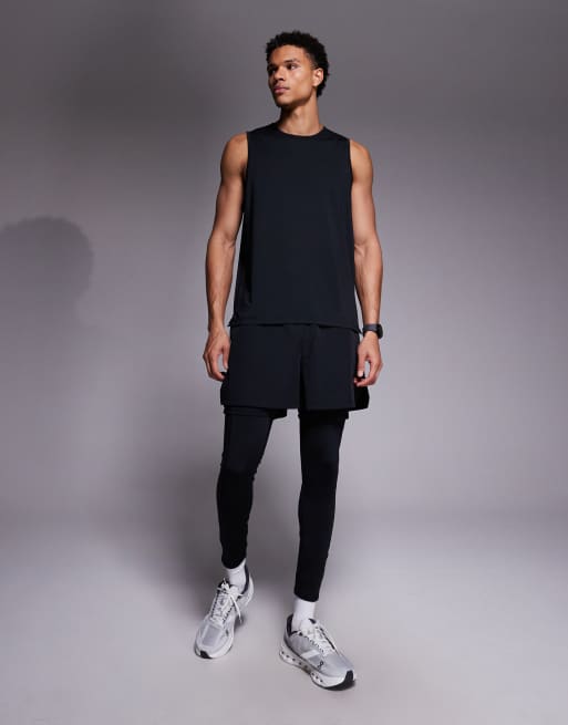 Camiseta negra sin mangas para correr de malla deportiva de nailon de secado rápido de 4505, 2 de 5
