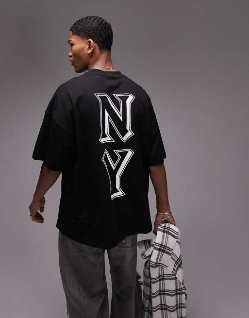 Camiseta negra ultragrande con estampado de texto 