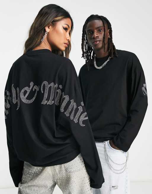 Camiseta negra unisex de manga larga con estampado de Punk Mickey de Disney de ASOS DESIGN