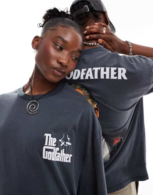 Camiseta negra unisex extragrande con estampado con licencia de "The Godfather" de ASOS DESIGN, 3 de 4