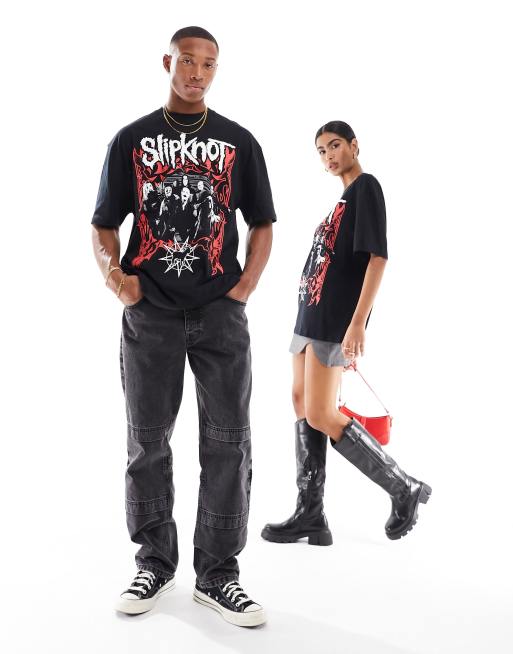 Camiseta negra unisex extragrande con estampado gráfico de Slipknot de ASOS DESIGN, 2 de 4
