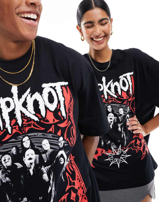 Camiseta negra unisex extragrande con estampado gráfico de Slipknot de ASOS DESIGN, 4 de 4