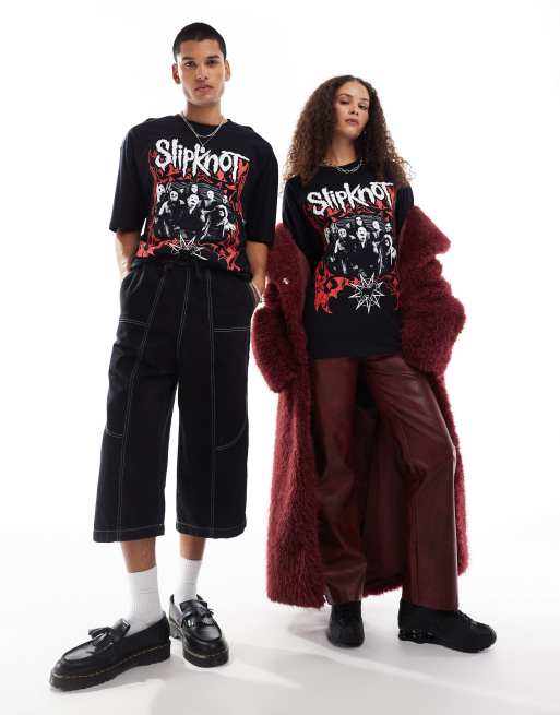 Camiseta negra unisex extragrande con estampado gráfico de Slipknot de ASOS DESIGN