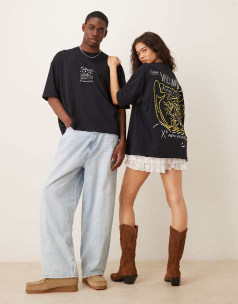 Camiseta negra unisex extragrande con estampado "Picasso" de ASOS DESIGN - view 1