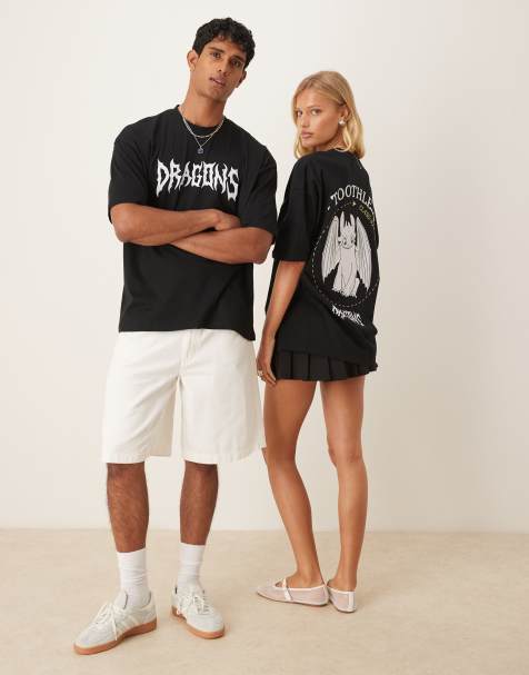 Camiseta negra unisex extragrande con estampado "Toothless" de "Cómo entrenar a tu dragón" de ASOS DESIGN - view 1