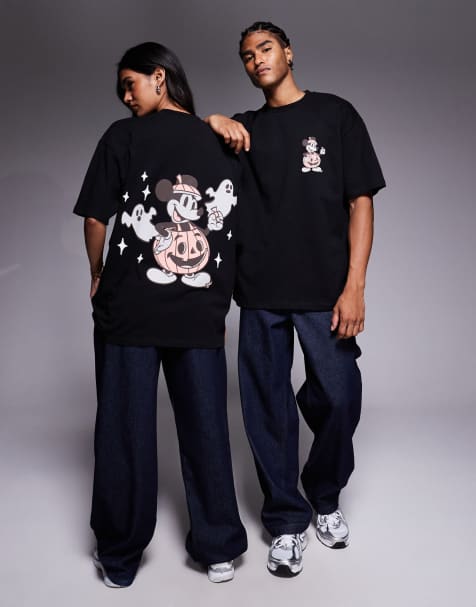 Camiseta negra unisex extragrande con estampados de Disney para Halloween de ASOS DESIGN - view 1