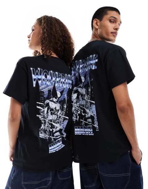 Camiseta negra unisex extragrande con estampados gráficos de Lobezno de Marvel de ASOS DESIGN - view 1