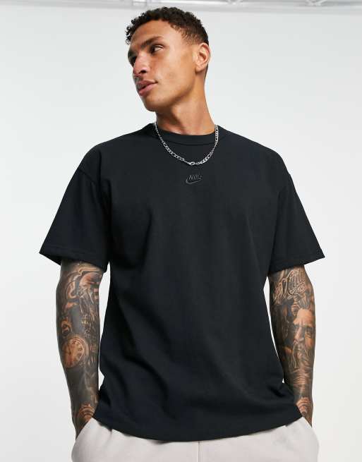 Camiseta Negra Con Logo Grande De Essentials Negro