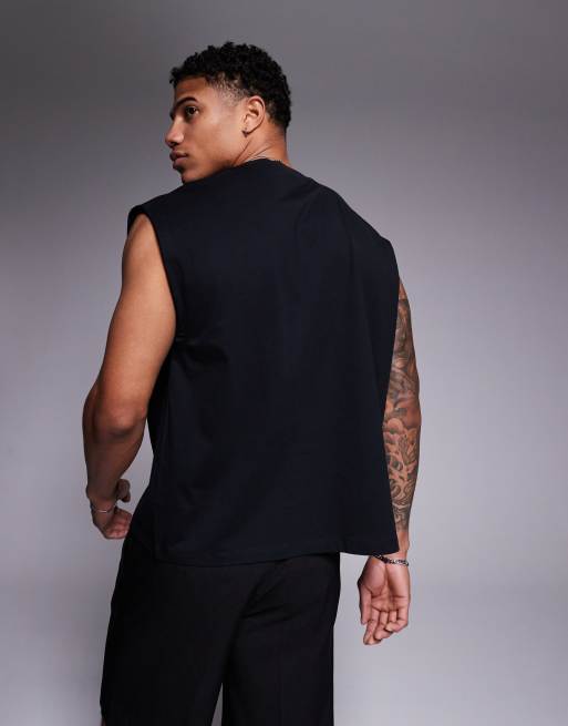 Camiseta negra unisex sin mangas de corte cuadrado extragrande con estampado Blink 182 de ASOS DESIGN, 2 de 4