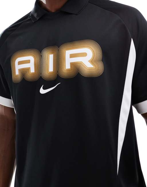 Camiseta negra y blanca de futbol con logo de Nike Air