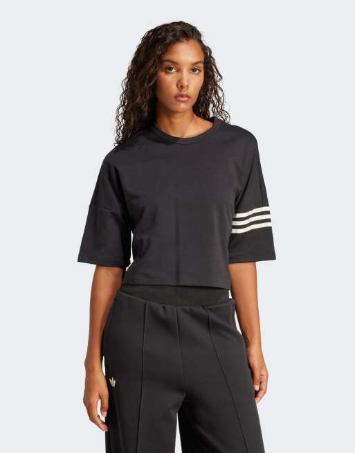 Camiseta negra y blanco crema Neuclassics de adidas Originals