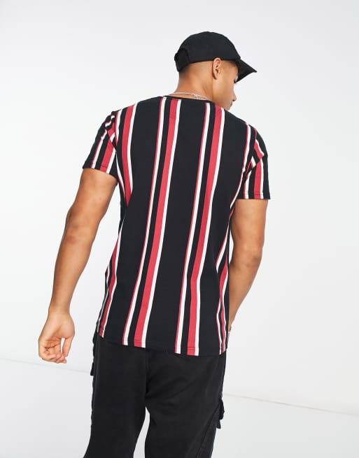Camiseta de rayas rojas y negras shop