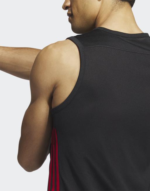 Camiseta negra y rojo potente reversible 3G Speed de adidas Performance, 3 de 4