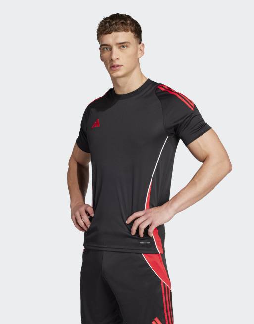 Camiseta negra y rojo rubí puro Tiro 24 de adidas Performance, 2 de 4