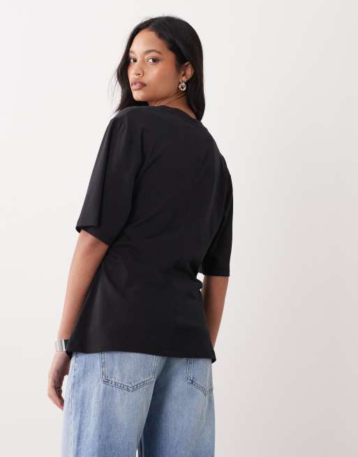Camiseta negro apagado con detalle drapeado en la cintura de ARKET, 4 de 4