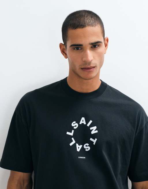 Camiseta negro de manga corta con cuello redondo Tierra de AllSaints, 4 de 5