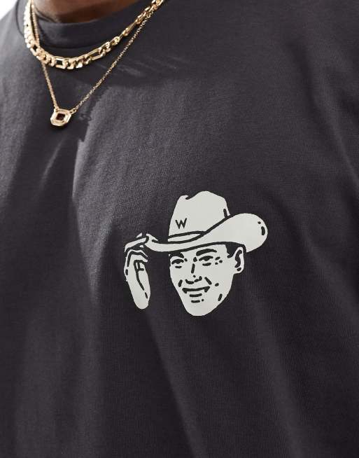 Camiseta negro lavado con estampado de vaquero pequeño de Wrangler, 2 de 4
