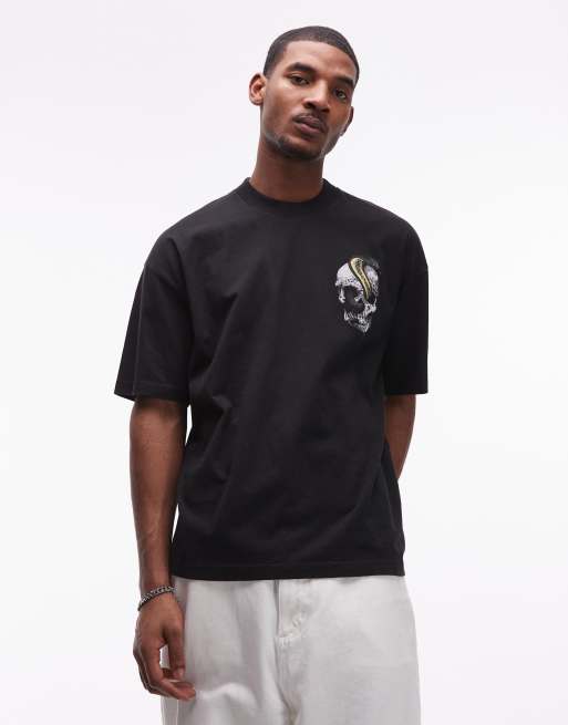 Camiseta negro lavado con estampado gráfico de serpiente y calavera de AllSaints, 3 de 5