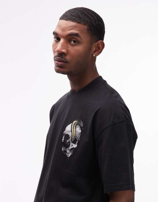 Camiseta negro lavado con estampado gráfico de serpiente y calavera de AllSaints, 4 de 5