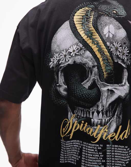 Camiseta negro lavado con estampado gráfico de serpiente y calavera de AllSaints, 5 de 5
