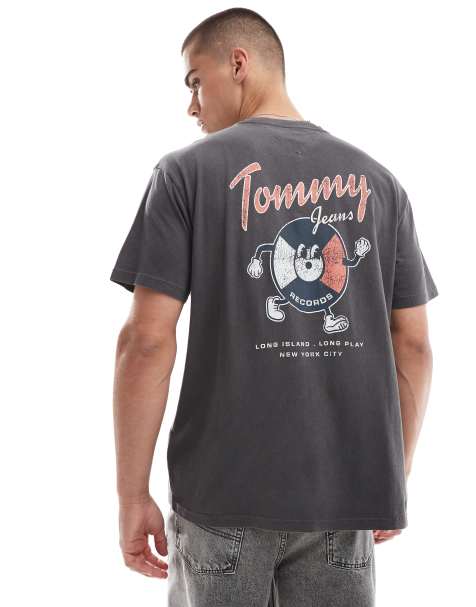 Camiseta negro lavado con estampado gráfico en la espalda de vinilo feliz de Tommy Jeans - view 1