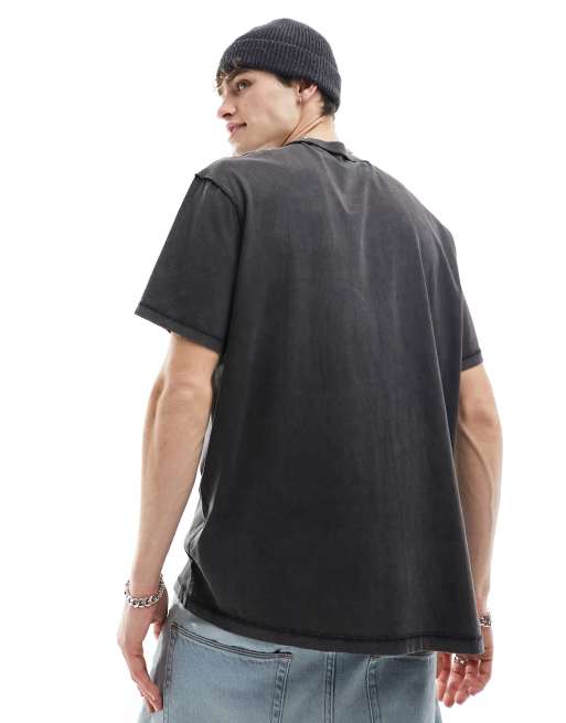 Camiseta negro lavado con estampado gráfico grunge Covenant de AllSaints, 2 de 4
