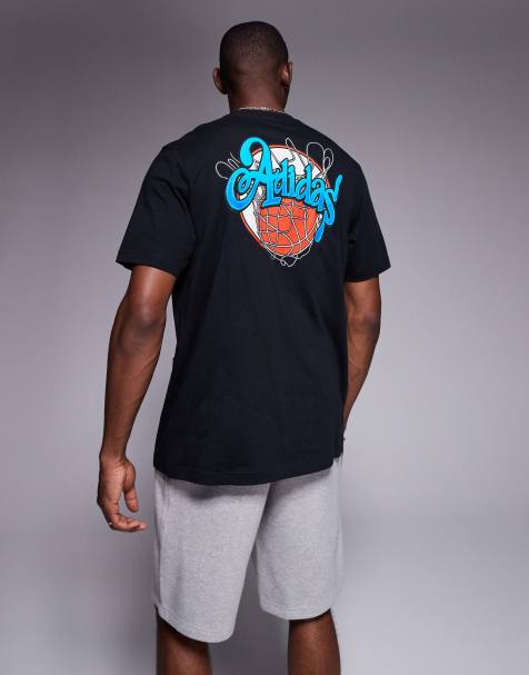 Camiseta negro lavado con estampado trasero de adidas Basketball - view 1
