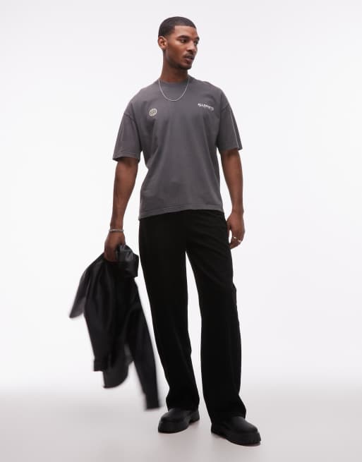 Camiseta negro lavado con logo de emblema y estampado en la espalda de AllSaints, 2 de 5