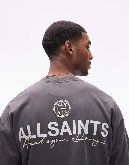 Camiseta negro lavado con logo de emblema y estampado en la espalda de AllSaints, 5 de 5