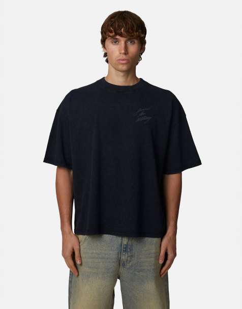 Camiseta negro lavado de corte cuadrado con estampado gráfico de Good For Nothing - view 1