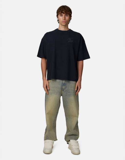 Camiseta negro lavado de corte cuadrado con estampado gráfico de Good For Nothing, 3 de 4