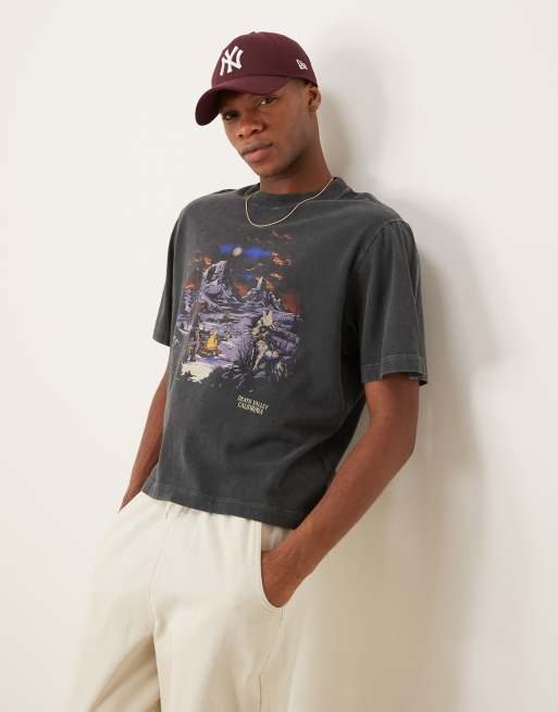 Camiseta negro lavado de manga corta con estampado gráfico de estilo wéstern de Abercrombie & Fitch