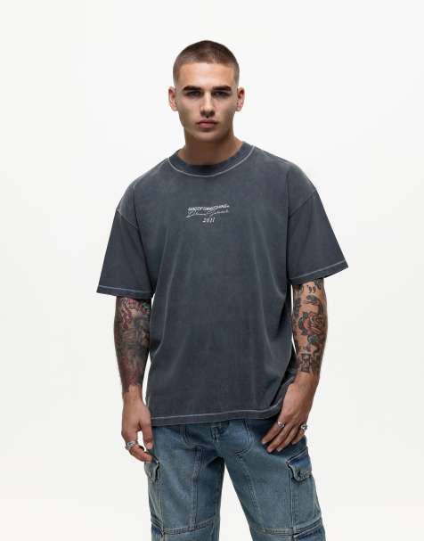 Camiseta negro lavado extragrande con detalle de costuras sobrehiladas de Good For Nothing - view 1