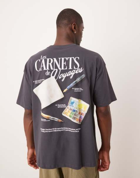 Camiseta negro lavado extragrande con estampado gráfico de ASOS DESIGN - view 1