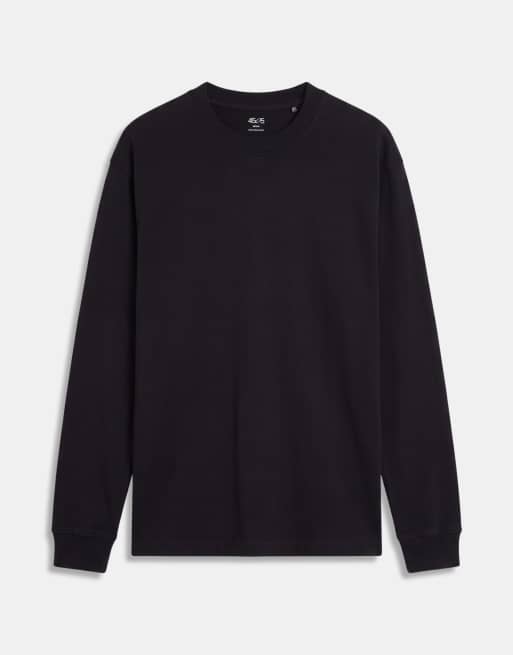 Camiseta negro lavado extragrande de manga larga de tejido grueso de algodón con acabado de secado rápido Icon de 4505, 5 de 8