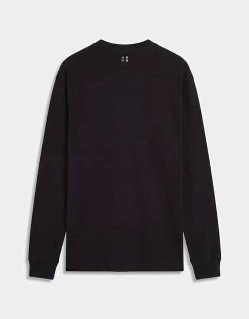 Camiseta negro lavado extragrande de manga larga de tejido grueso de algodón con acabado de secado rápido Icon de 4505, 6 de 8