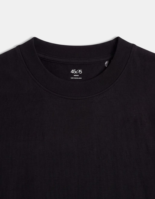 Camiseta negro lavado extragrande de manga larga de tejido grueso de algodón con acabado de secado rápido Icon de 4505, 7 de 8