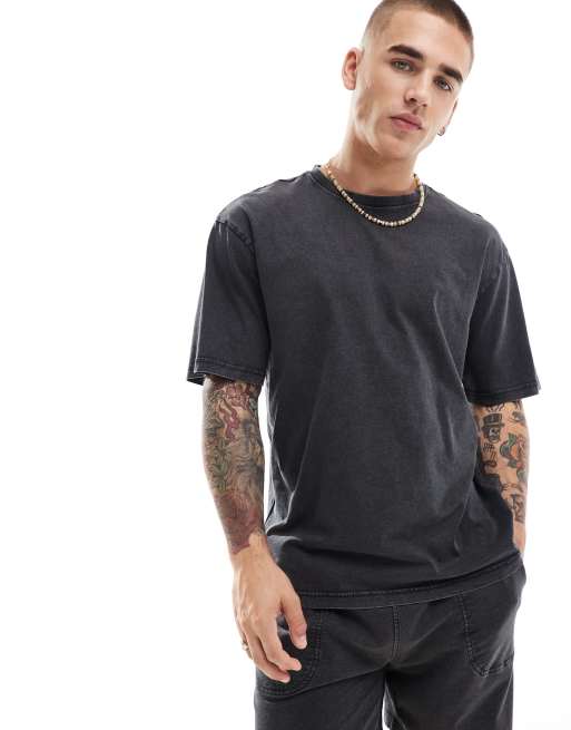 Camiseta negro lavado extragrande de ONLY & SONS (parte de un conjunto)