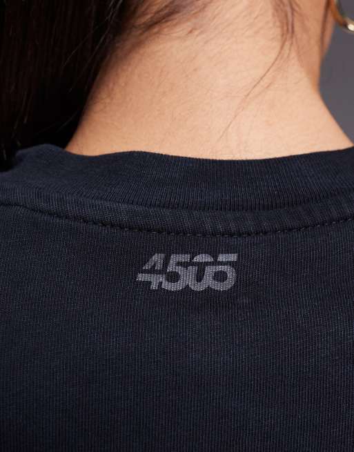 Camiseta negro lavado extragrande de tejido grueso de algodón con acabado de secado rápido Icon de 4505, 3 de 4