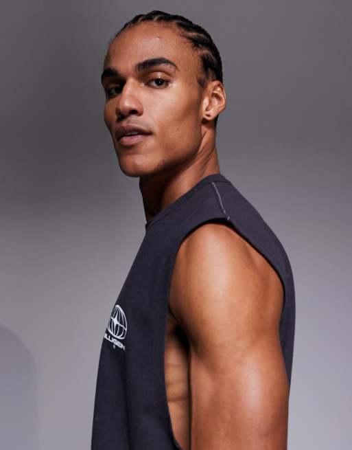 Camiseta negro lavado extragrande sin mangas de tejido grueso de ASOS DESIGN , 4 de 5