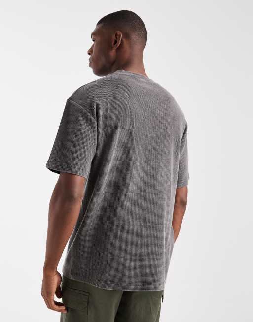 Camiseta negro lavado holgada de tejido gofrado de ASOS DESIGN , 3 de 5
